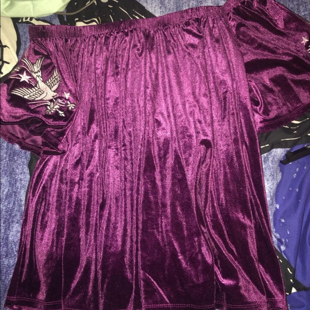 Sparrow Velvet Off the Shoulder Top